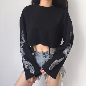 Harajuku Dragon Crop Shirt