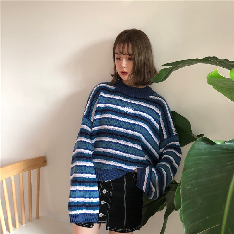 Ulzzang Loose Striped Sweater